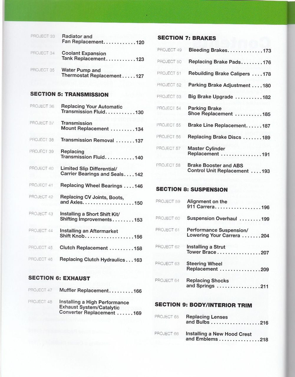 101 Projects for Your Porsche 911 (996 and 997) 1998 - 2008 Contents 2