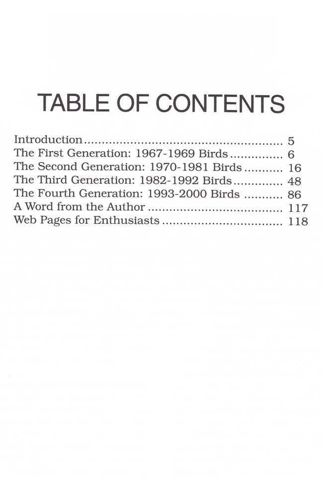 Pontiac Firebird: 1967 - 2000 Photo History