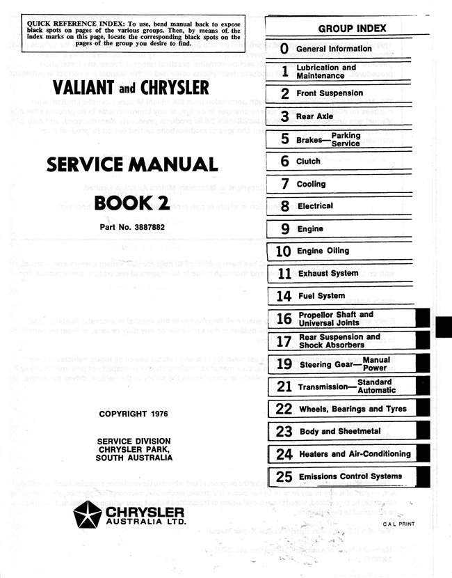 Valiant VK Series 1975 Workshop Manual (Book 2)