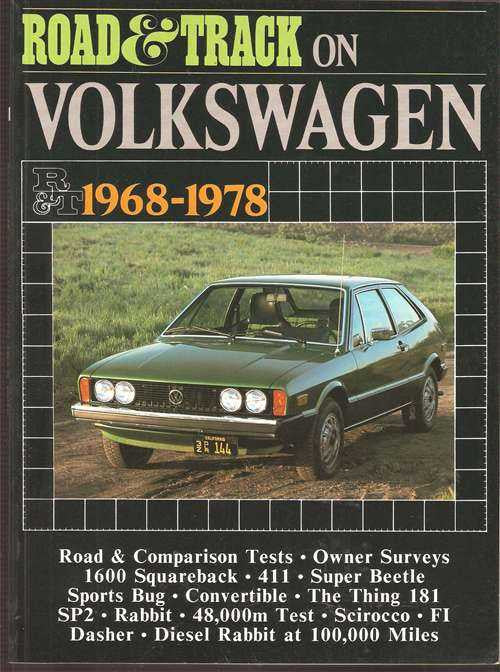 Road & Track on Volkswagen 1968-1978 automotive guide, dark car on cover