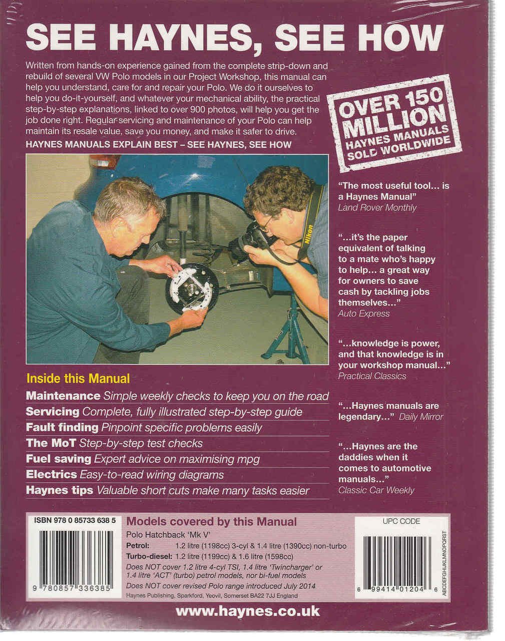 Haynes workshop manual cover for VW Polo, includes maintenance, servicing and fault finding