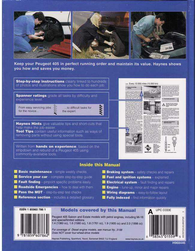 Peugeot 405 Petrol 1988 - 1997 Workshop Manual