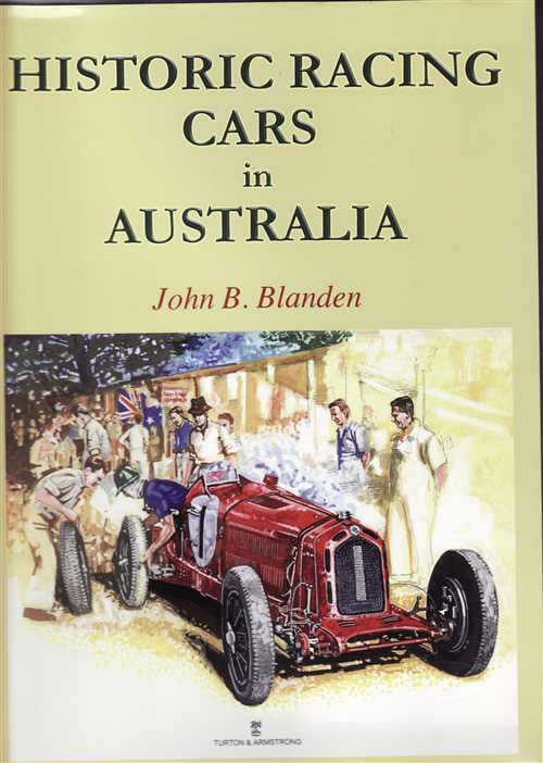 Historic racing cars book cover with red classic race car and title text.