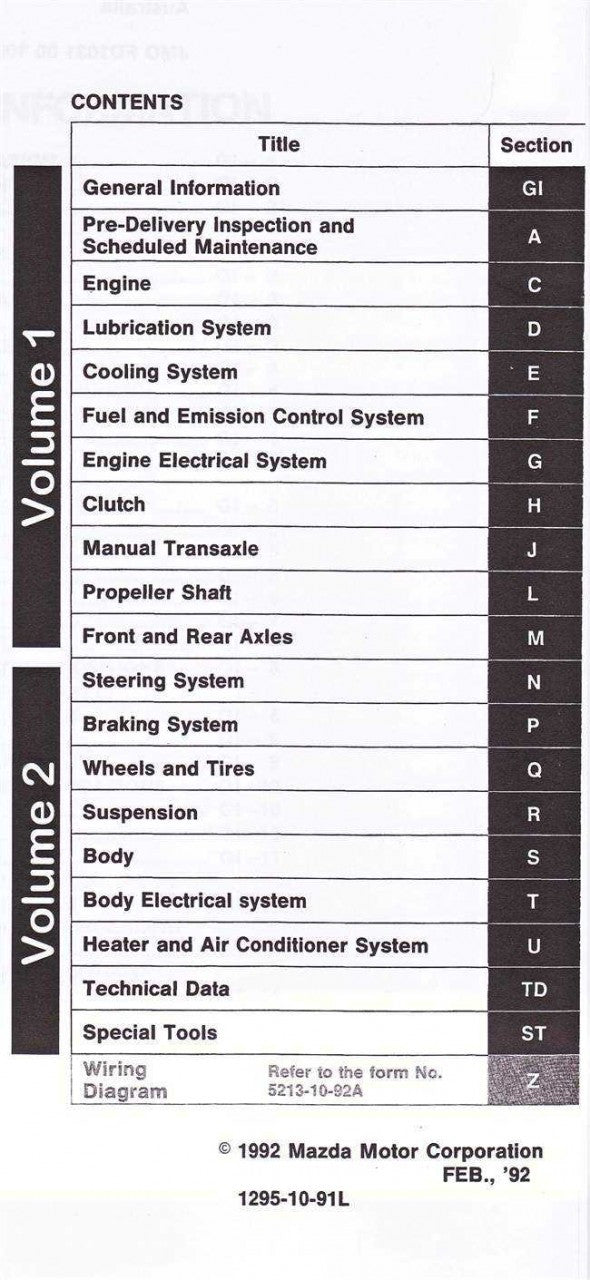 Mazda RX-7 Workshop Manual (2 Volumes)