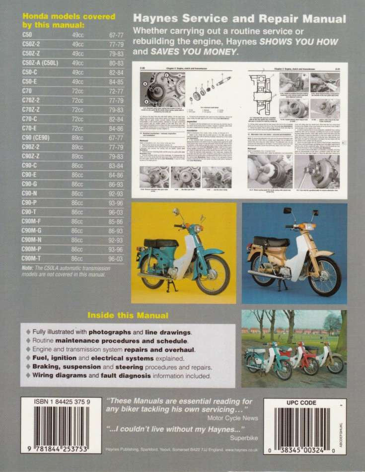 Honda C50, C70 and C90 1967 - 2003 Workshop Manual