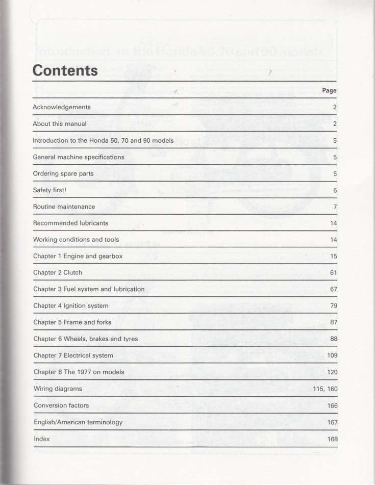 Honda C50, C70 and C90 1967 - 2003 Workshop Manual