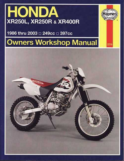 Honda XR250L, XR250R &amp; XR400R 249cc &amp; 397cc 1986 - 2003 Workshop Manual
