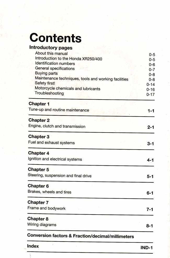 Honda XR250L, XR250R &amp; XR400R 249cc &amp; 397cc 1986 - 2003 Workshop Manual