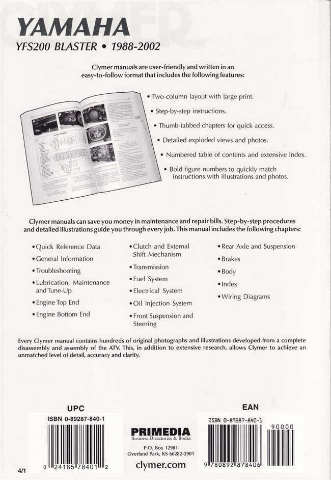 Yamaha YFS200 Blaster ATVs 1988 - 2002 Workshop Manual