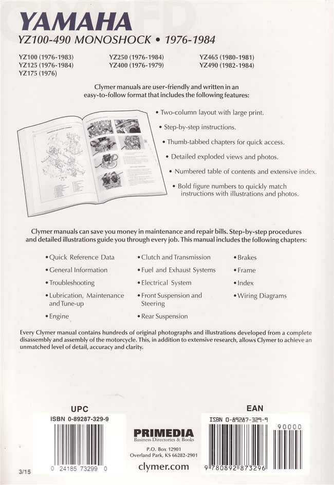 Yamaha YZ100 - 490 Monoshock 1976 - 1984  Workshop Manual