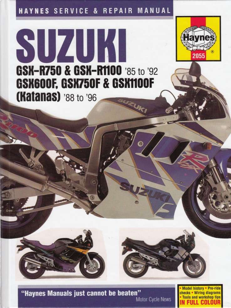 Suzuki GSX-R, GSX-F Katanas 1985 - 1996 Workshop Manual back cover