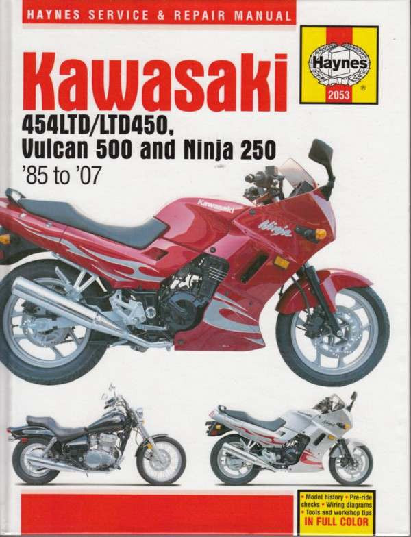 Haynes Kawasaki workshop manual: Vulcan 500 & Ninja 250 ’85–’07, with bike photos