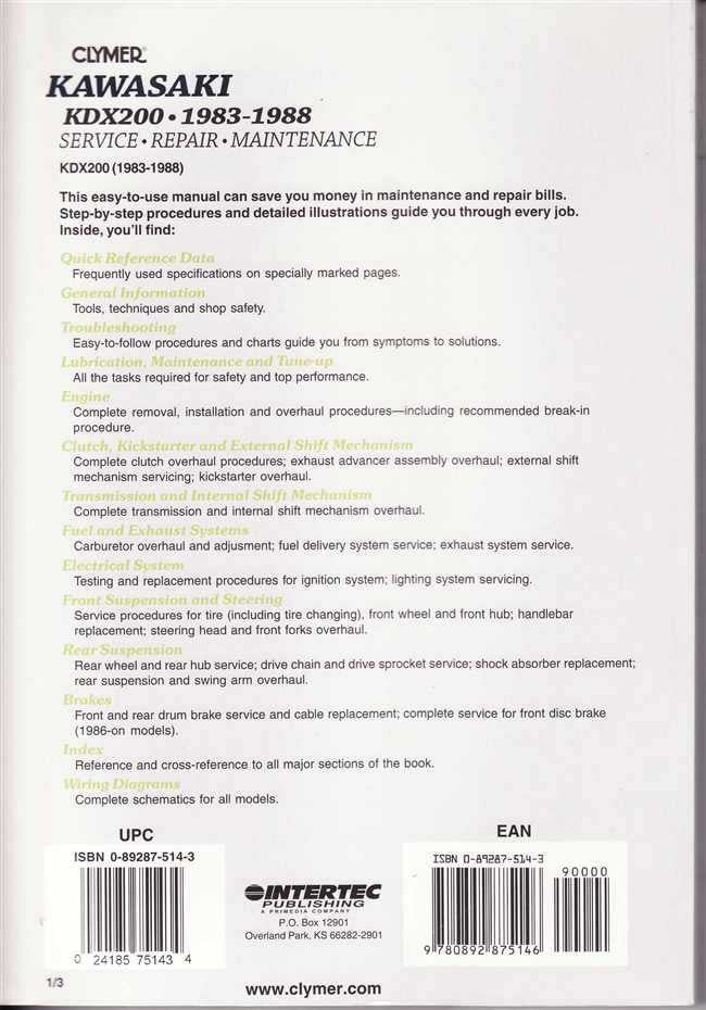 Kawasaki KDX200 1983 - 1988 Workshop Manual