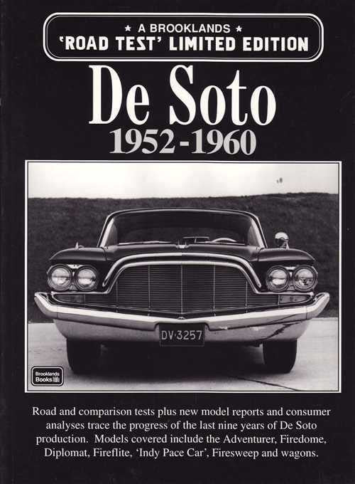Limited edition road test book cover showing De Soto 1952-1960 front car photo