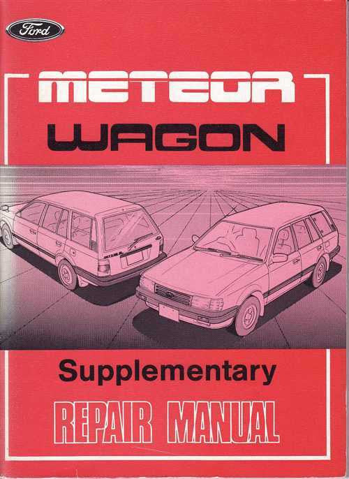 Red Ford Meteor Wagon supplementary repair manual cover with two wagon illustrations