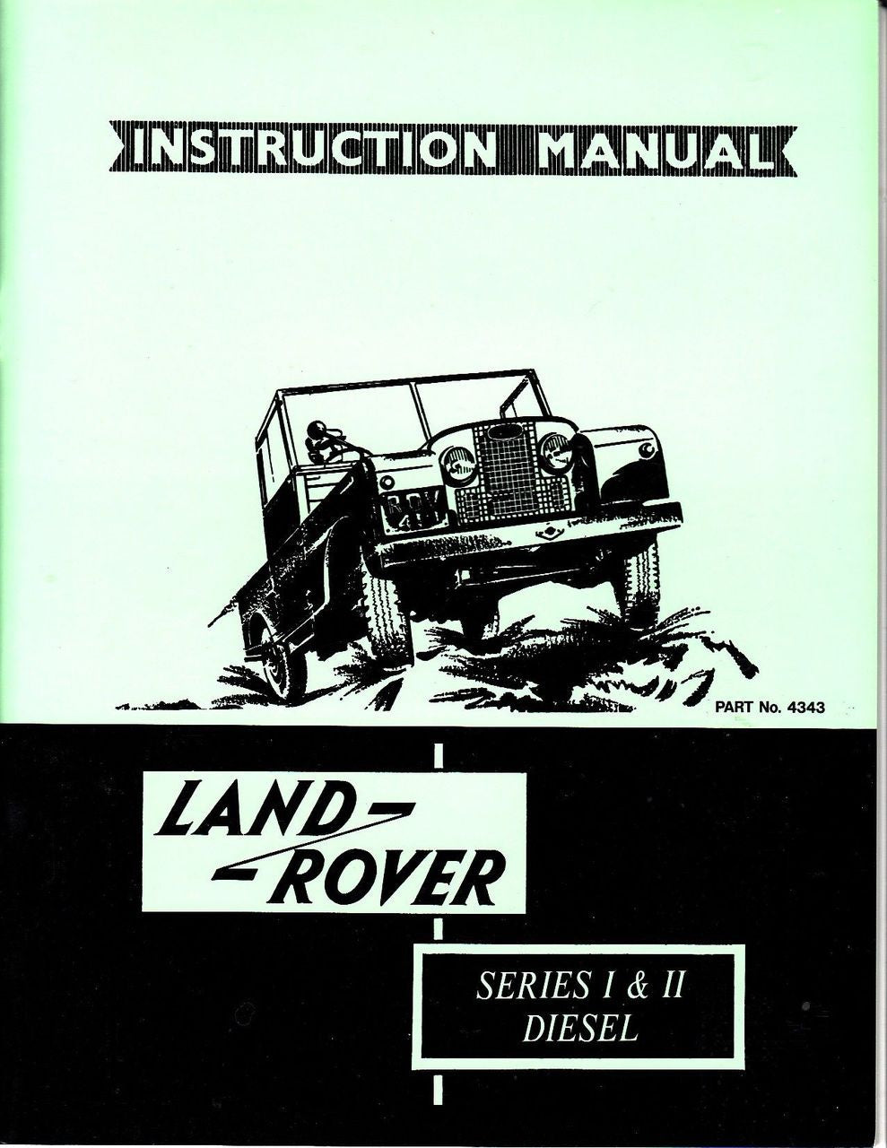 Land Rover Series I & II diesel instruction manual cover with off-road vehicle illustration