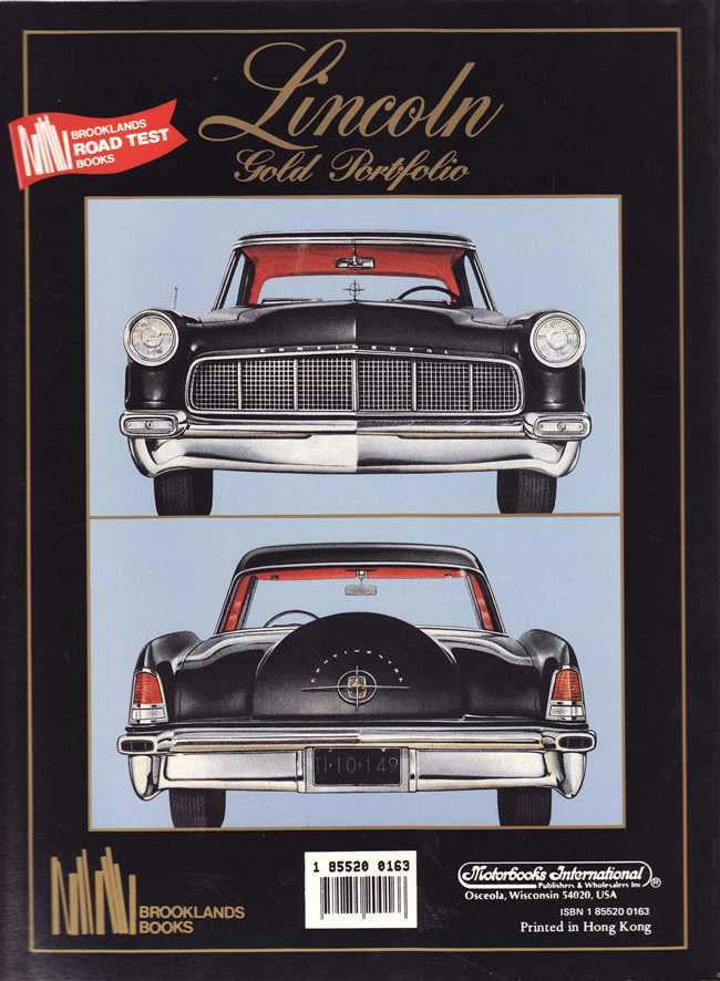 Lincoln Gold Portfolio 1949-1960 book cover with front and rear classic cars