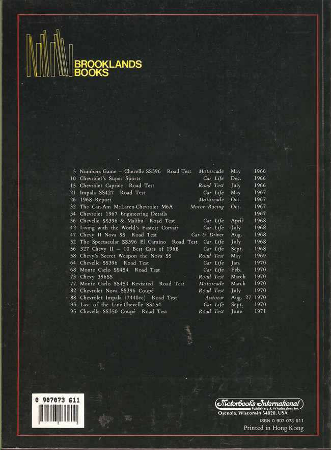 Chevrolet Muscle Cars 1966 - 1971