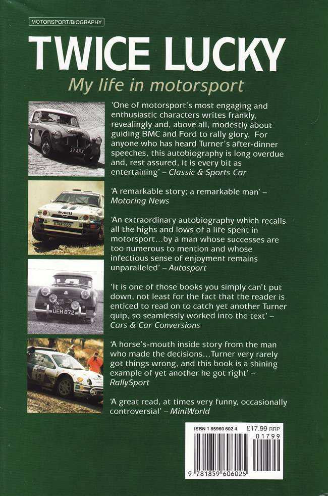 Hardcover autobiography book, green back cover with title and author bio text