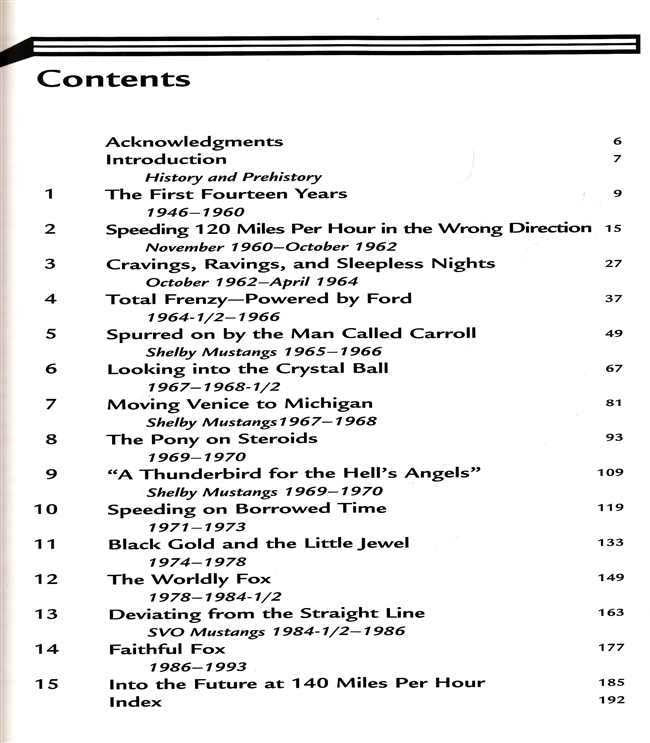 Book contents page with headings and page numbers arranged in two columns