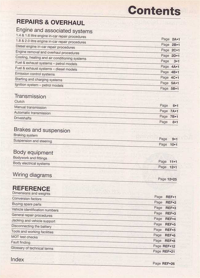 Ford Focus 1998 - 2001 Workshop Manual