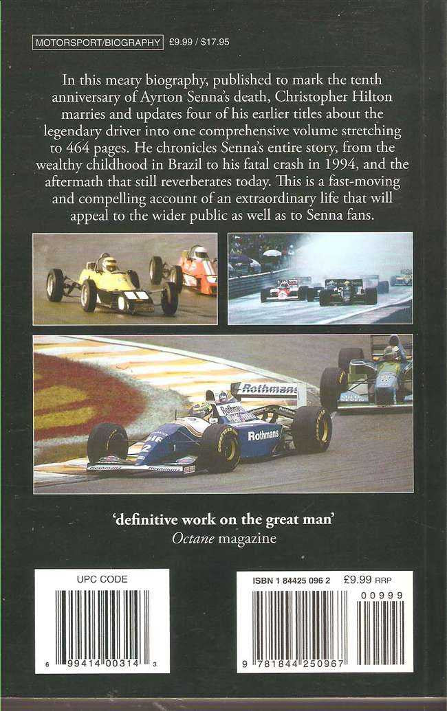 Ayrton Senna The Whole Story paperback back cover with barcode and synopsis text