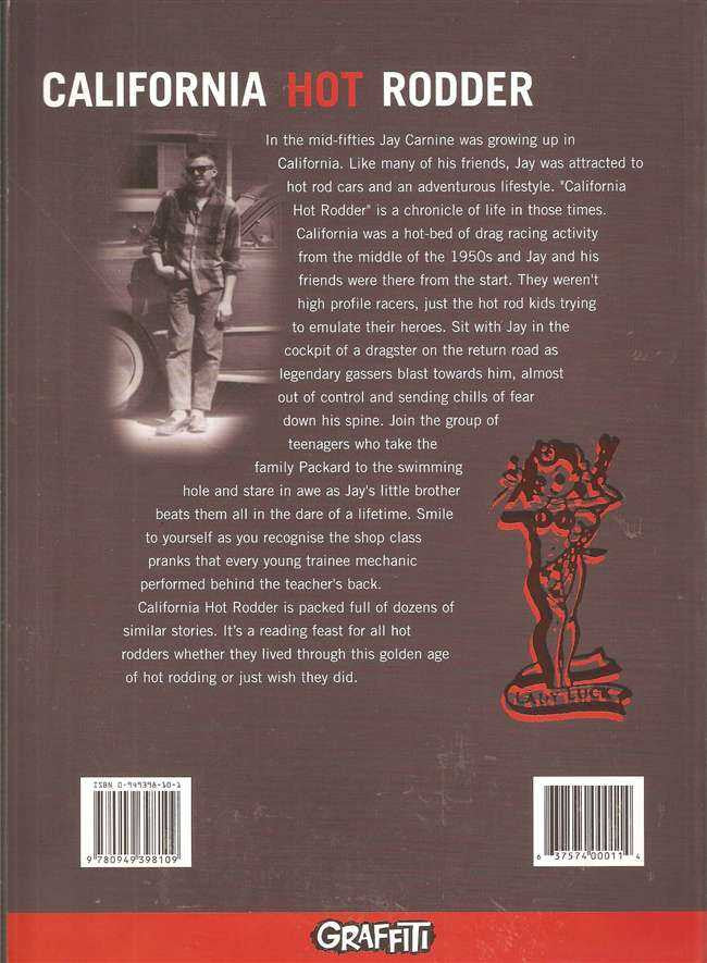 Hot rodder book cover with illustrated hot rodder and Graffiti text