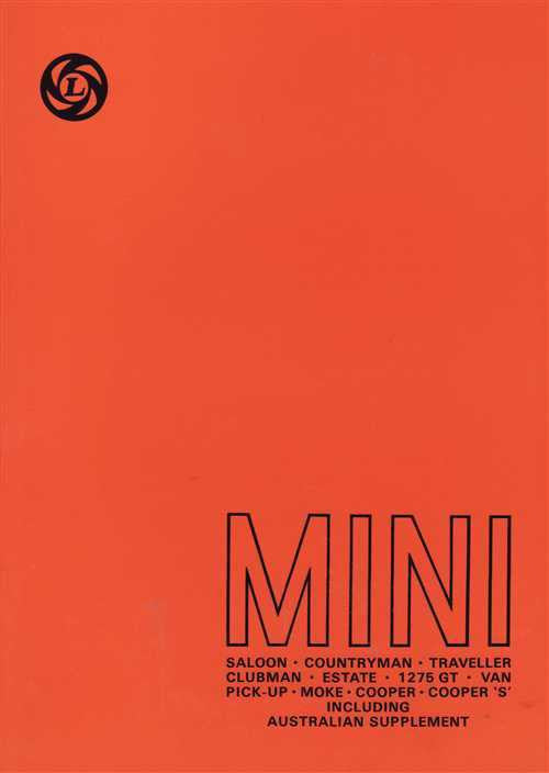 MINI Workshop Manual with Australian Supplement