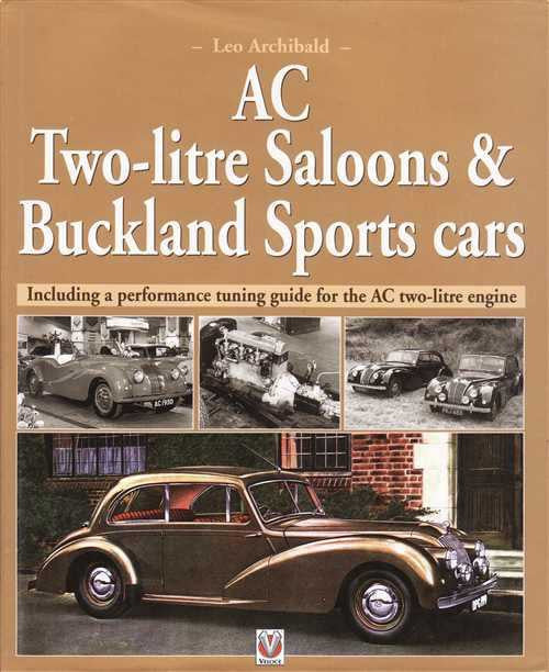 AC two-litre saloons & Buckland sports cars book front cover with title and cars