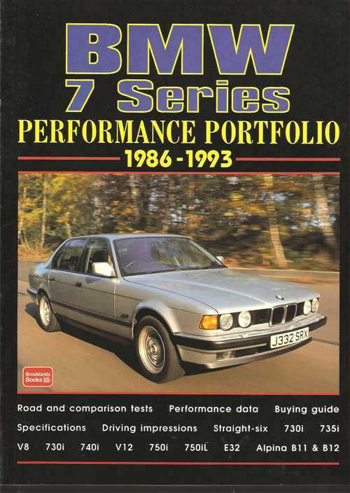 BMW 7 Series performance portfolio book cover with classic sedan