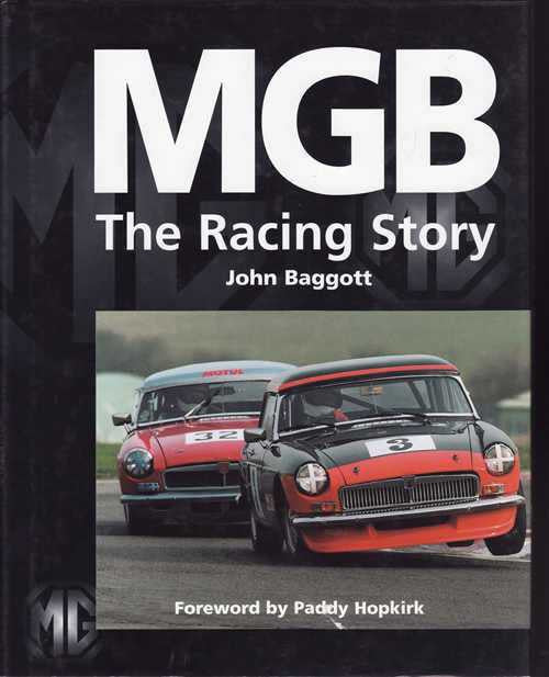 MGB racing story book cover with large MGB title and classic car photo