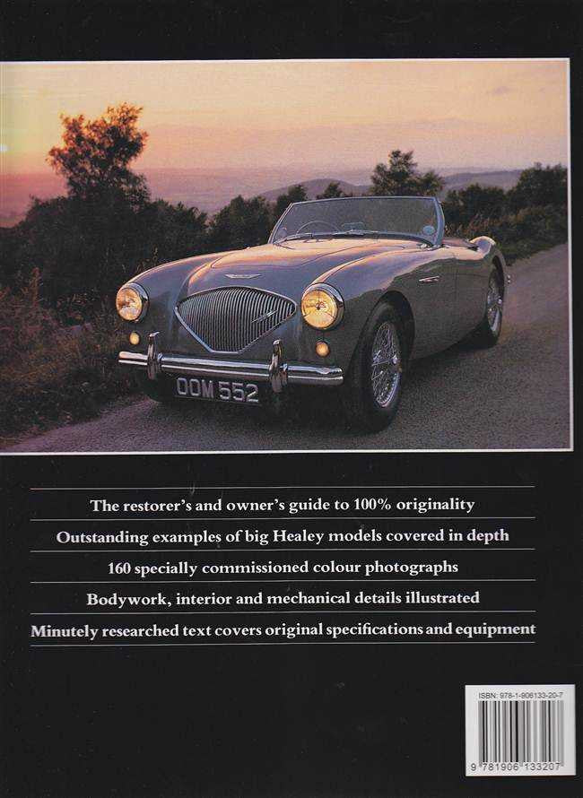Automotive restoration guidebook back cover with classic car photo and barcode.