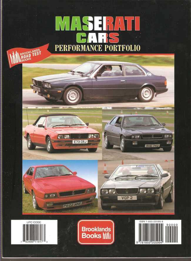 Maserati Cars Performance Portfolio 1982 - 1998