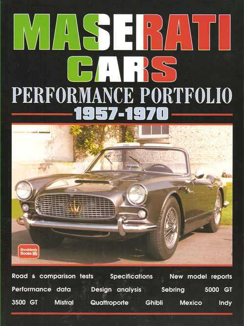 Maserati Cars Performance Portfolio 1957 - 1970