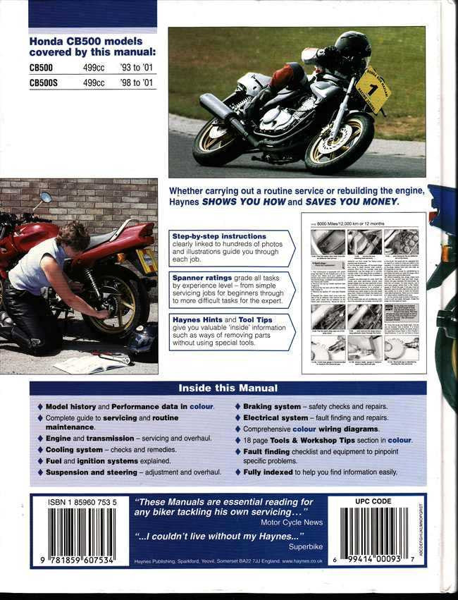 Honda CB500 Twin 1993 - 2001 Workshop Manual
