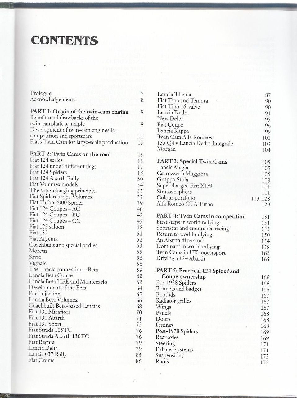Twin Cam Italia - Fiat, Lancia, Alfa Romeo Contents 2