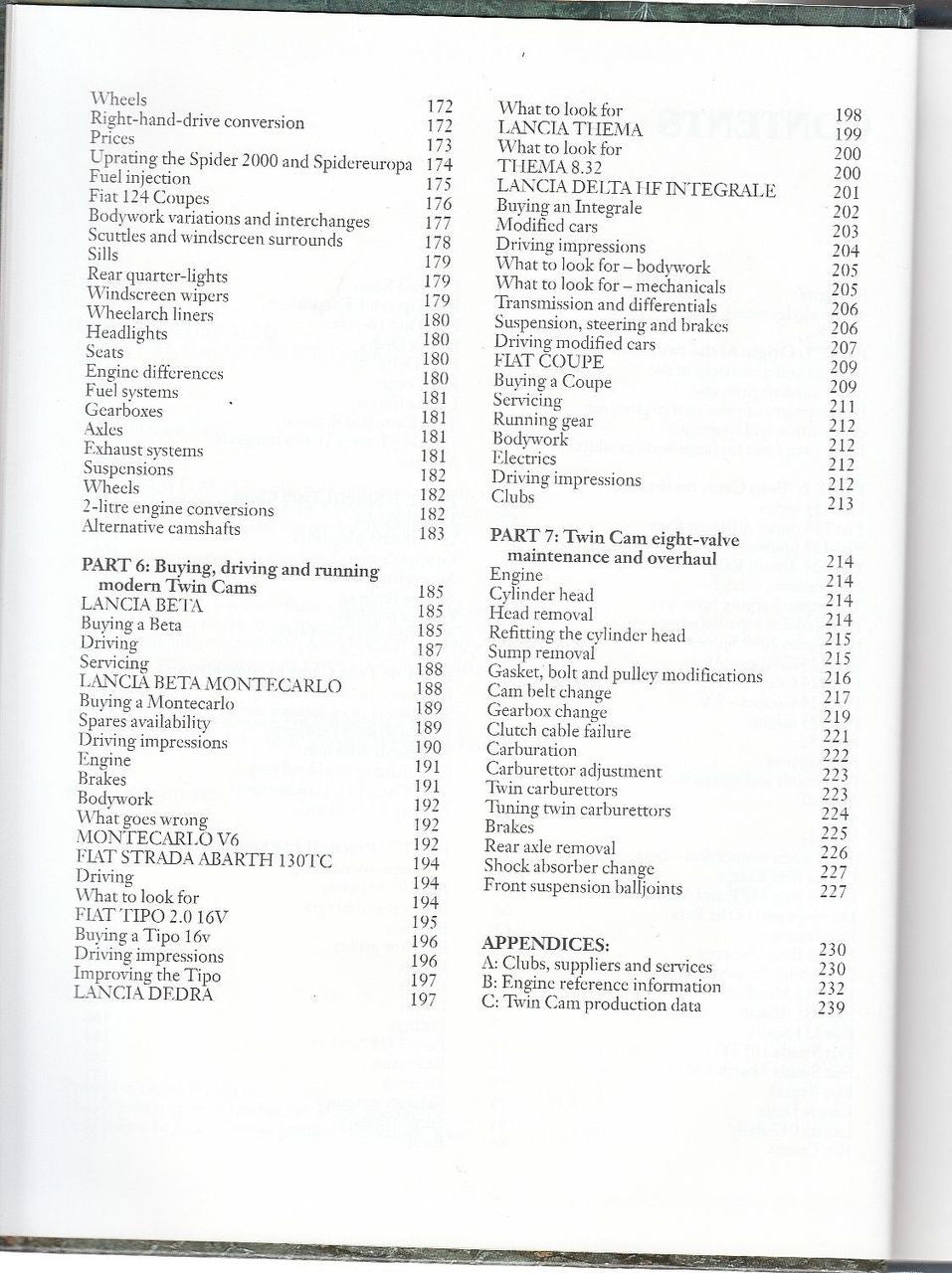 Twin Cam Italia - Fiat, Lancia, Alfa Romeo Contents1