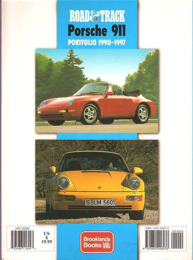 Road & Track Porsche 911 portfolio book, 1990–1997, showing red and front cover