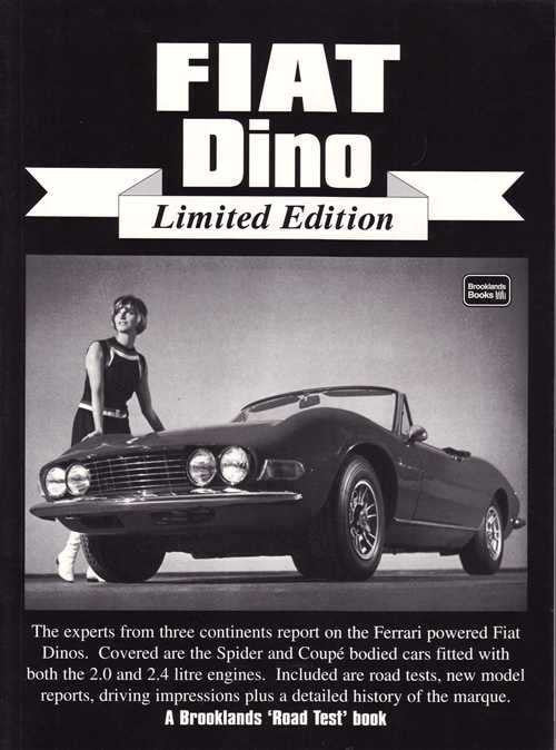 Book cover 'Fiat Dino' Limited Edition showing a dark convertible sports car