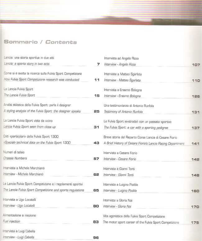 Book page with table of contents, Italian headings, section numbers, and page references.