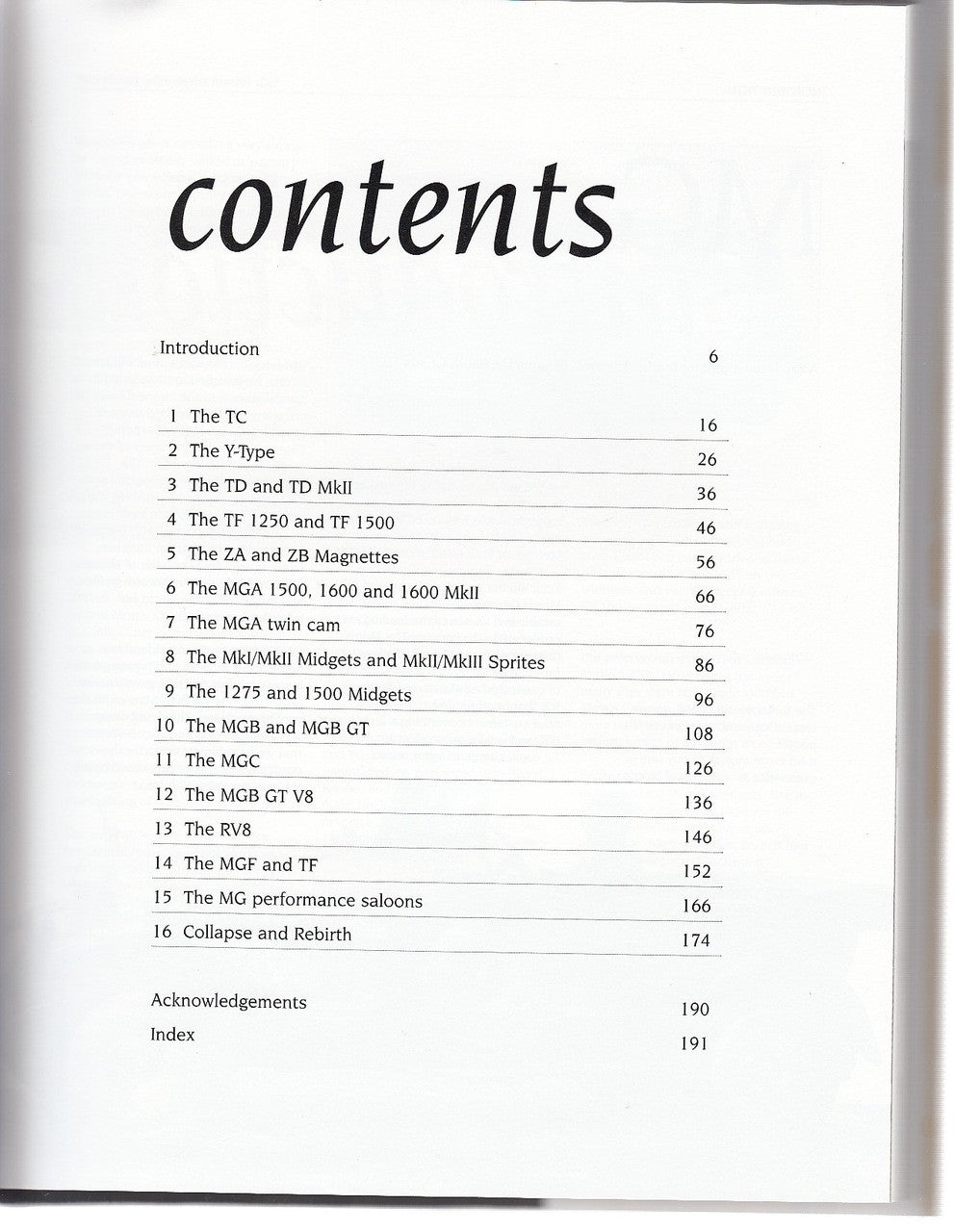 MG Britain's Favourite Sports Car (3rd Edition) Contents