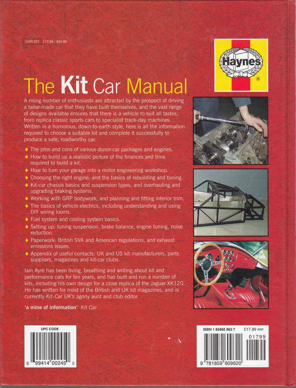 Kit car manual book cover with Haynes logo, title, and author details