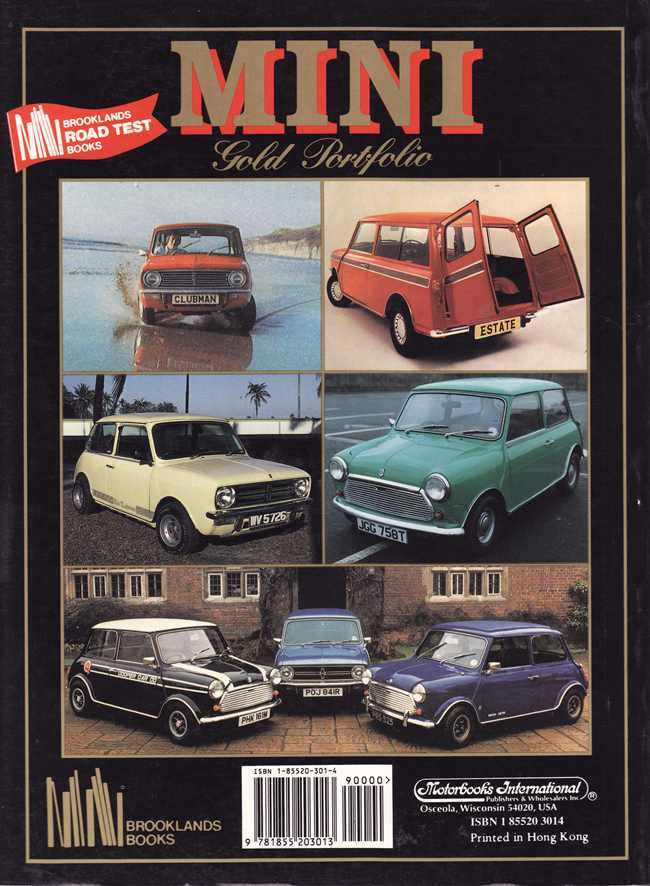 Mini Gold Portfolio car book with collage cover, road test titles and ISBN barcode