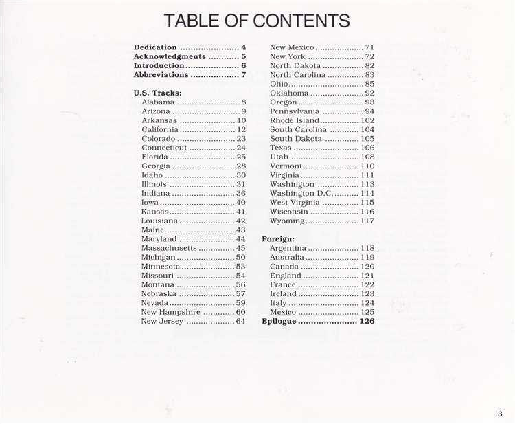 Book page showing table of contents with state and foreign section listings