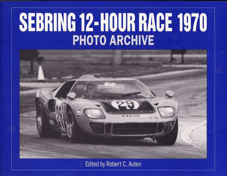 Photo archive book cover reading "SEBRING 12-HOUR RACE 1970" with race car photo