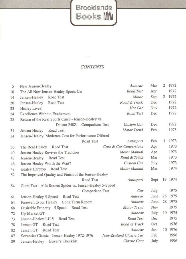 Jensen-Healey: Road Test Limited Edition