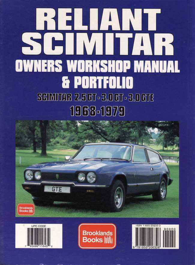 Reliant Scimitar owners workshop manual cover, 1968–1979, car systems and servicing guide