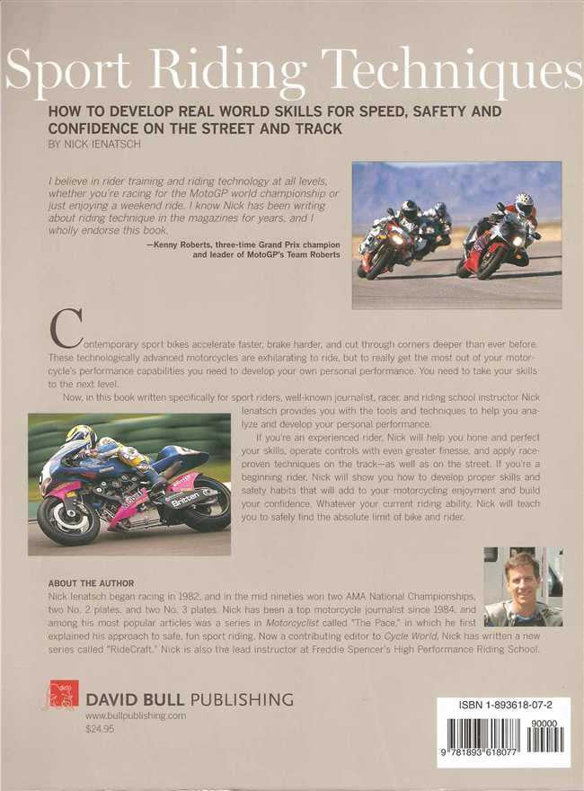 Sport Riding Techniques book front inside page with author bio and racing photos