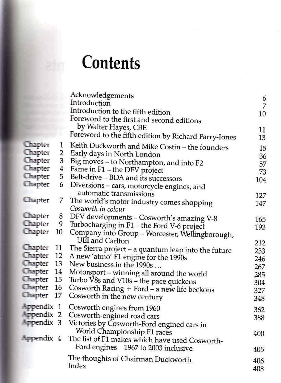 Book contents page with headings, chapters list and index