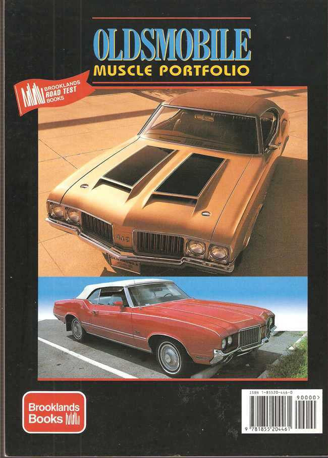 Oldsmobile Muscle Portfolio book cover with tan muscle car and inset red car